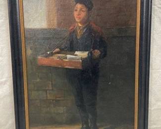 "Shoeshine Boy" Oil on Canvas