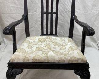 Antique Oversized Carved Chippendale Chair 