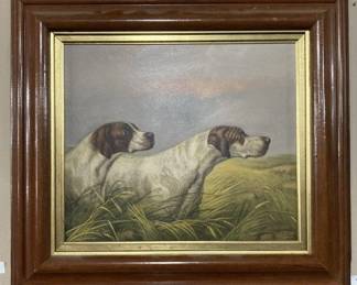 Oil on Board – Sporting Scene with Pointers, Signed G. Hopper (1935)