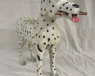 Large Folk Art Carving of Spotted Dog 
