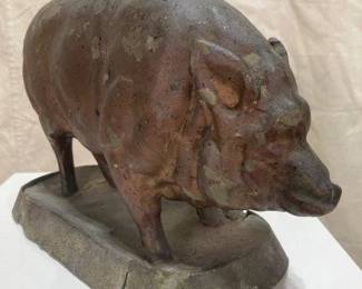 Early Metal Pig Sculpture – Folk Art Farmyard Figure