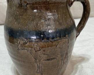 Chester Hewell Blue Band Cow Decorated Pitcher