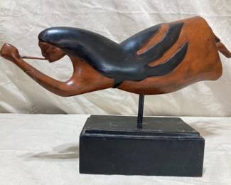 Folk Art Hand-Carved Flying Woman Figure