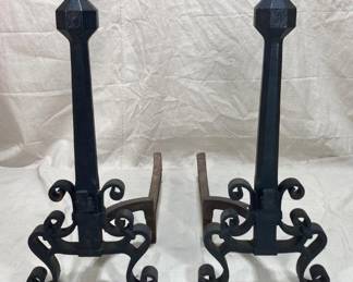 Wrought Iron Arts & Crafts Andirons