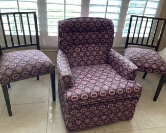 Vintage Reupholstered Rocker and Side Chairs