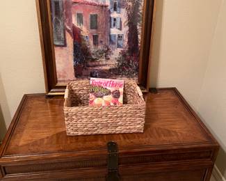 Framed & Signed Oil on Canvas Art, Blanket Cedar Chest