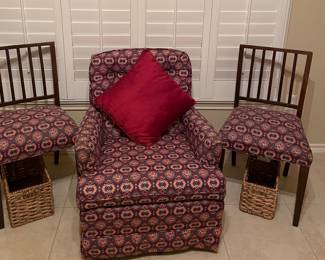 Vintage Reupholstered Rocker and Side Chairs
