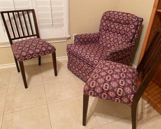 Vintage Reupholstered Rocker and Side Chairs