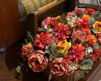 Antique Hall Tree with Floral Arrangement
