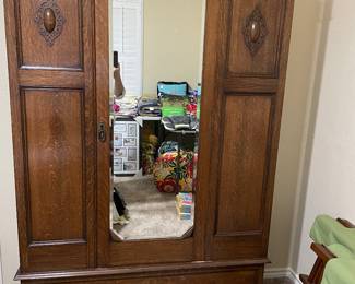 Antique Armoire, Assorted Books, Directors Chairs