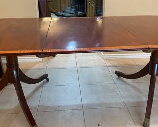 Duncan Phife Dining Table with Six Chairs and Two Leafs with Custom Made Pads