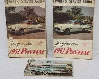 1952 Pontiac Owners Manual and 1961 Protection Policy.