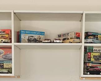 Vintage model car kits and cars