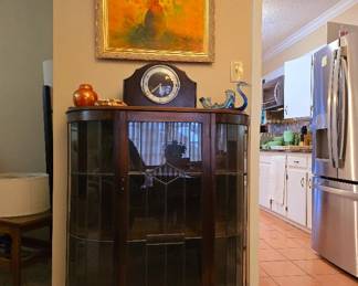 Beautiful Antique Curved-front Curio with Key