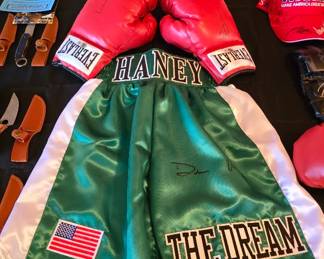 Devin Haney and Roy Jones Jr. boxing signatures