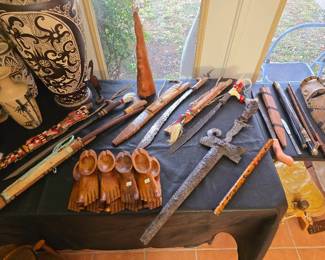 Amazing Cultural Items!  Kris Dagger, Mandau Dayak Headhunter's Swords, Wood Carvings, Sword Canes, and more!