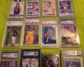 Awesome sports cards, graded and not, including Caitlin Clark, Kobe Bryant, Joe Burrow, Ryan Williams, Ron Jaworski, Luka Doncic, Quinn Ewers, CJ Stroud, and more!