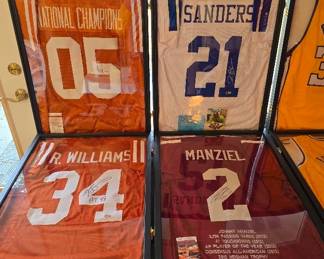Signed Jerseys!  Texas Longhorns, Ricky Williams, Dallas Cowboys, Deion Sanders, Texas A&M Johnny Manziel and more!