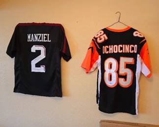 Texas A&M Johnny Manziel and Chad "Ochocinco" Johnson Bengals signed jerseys with certification