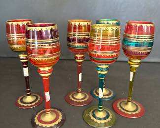 hand painted cordial stemmed glasses by Pier 1