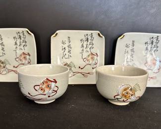 Hand painted Japanese tea cups and saucers