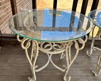 Mediterranean style glass top accent table