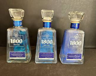 1800 Silver tequila decanters