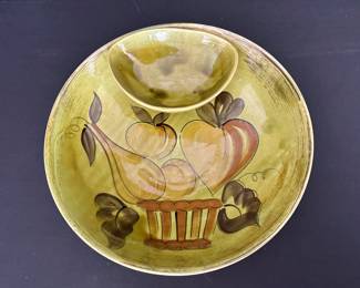 Los Angeles pottery hand painted chip and dip bowl