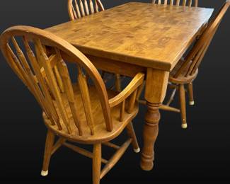 Butcher block table and chairs