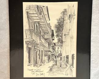 "Pirates Alley New Orleans". Pencil sketch Don Davey