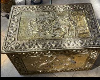 Vintage Brass Coal Box