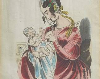 J Fairburn (English, 19th Century), The Young Mother, 1839, Color Print