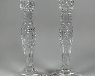 Pair Of Waterford Crystal Bethany Candlesticks, In Box