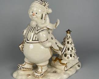 Lenox For The Holidays Collection Florentine & Pearl Lighted Snowman Figurine