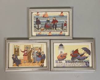 Anne Odile, Trio Of Framed Post Cards