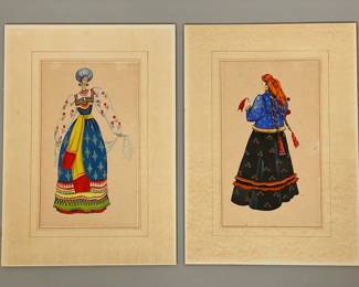 Unknown Artist, Pair Of Portraits Of Women In Traditional Russian Clothing