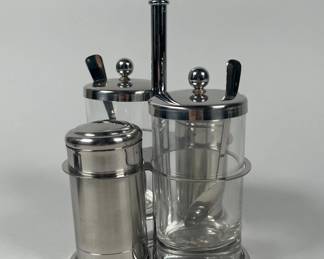 Condiment Caddy In Glass And Chrome