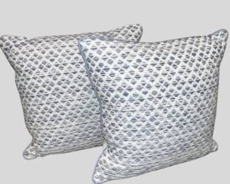Pair Of Pier 1 Imports Woven Throw Pillows In Indigo Diamonds Pattern