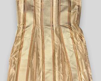 Seven Fortunoff 84 Inch Silk Drapery Panels, Lined And Weighted In Gold Stripes