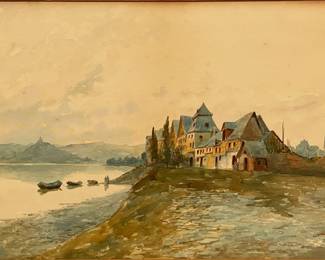 Venez, Village By The Water Scene After Charlie King Wood, 1997