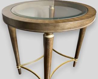 Broyhill Furniture Neoclassical Style Glass Top Side Table