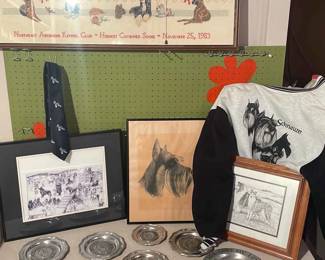 4 Dog Art Framed Pictures Illinois Kennel Club Award Dishes,Schnauzer DogTie Schnauzer Dog Jacket