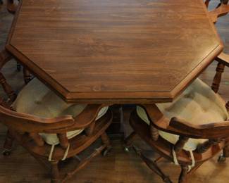 Octagonal Table With 4 Chairs With Wheels 