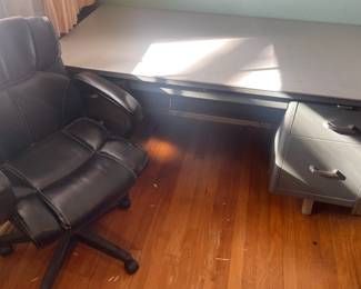 Vintage Metal Desk Faux Leather Desk Chair