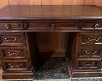 Vintage Wooden Desk, MCM Bookshelf, Books