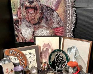 Schnauzer Dog Collectibles Blanket, Framed Pictures,Tumbler,Stainglass Hangings,Hanger, Luggage Tag
