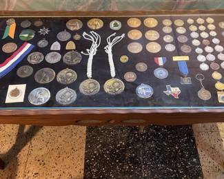 Wood Glass Medal Display Table  Dog Show Medals