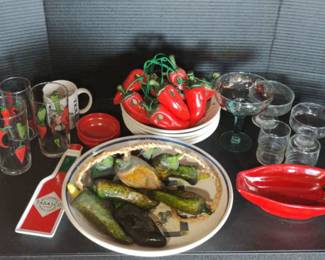 Chili Pepper Themed Glass wear Cups Bowls Plates And More 