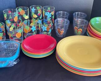 SummertimeThemed Plastic Cups, Fiesta Plates  Bowls,  Tervis Tumblers