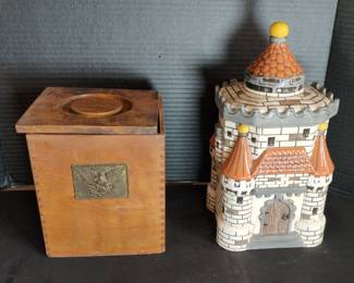 Castle Cookie Jar With Lidded Wooden Nesting Box 